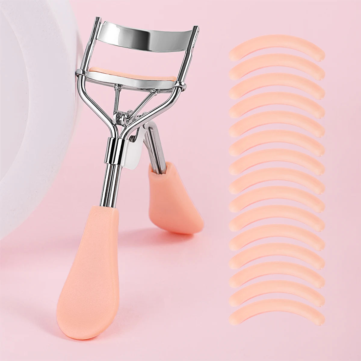 Eyelash Curler Portable Stainless Steel 15 Silicone Pads Lash Curling Tool Extensions