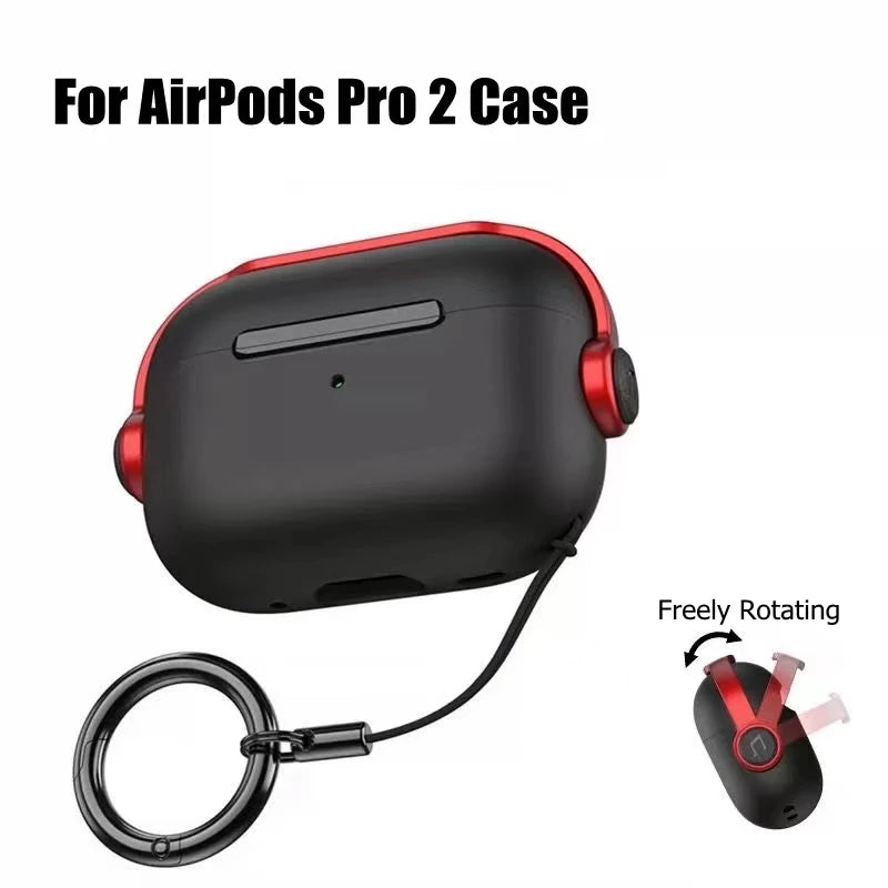 AirPods 1/2/3/4/Pro/Pro 2 Case Shockproof Protective Cover with Lock & Keychain Holder