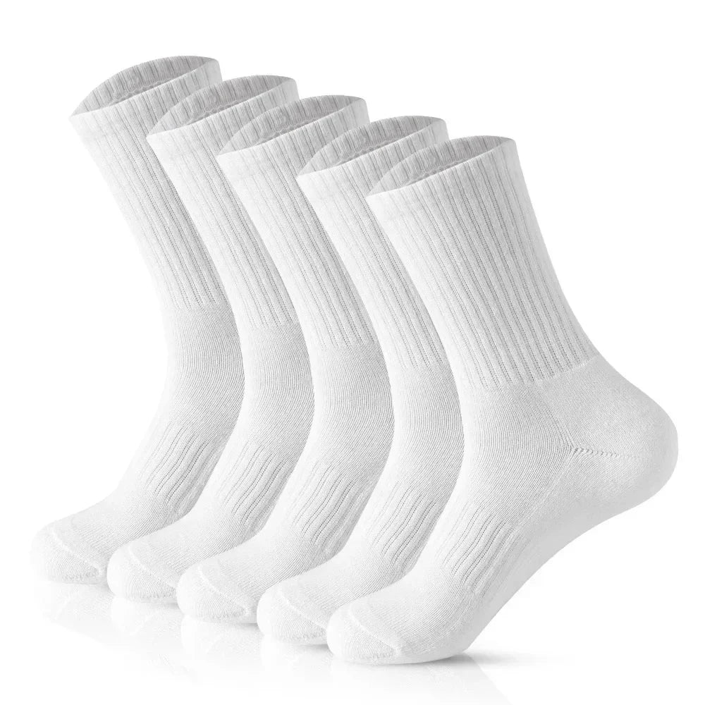 Men Cotton White Sports Socks Breathable Long Tube Socks Multi Pairs Big Size