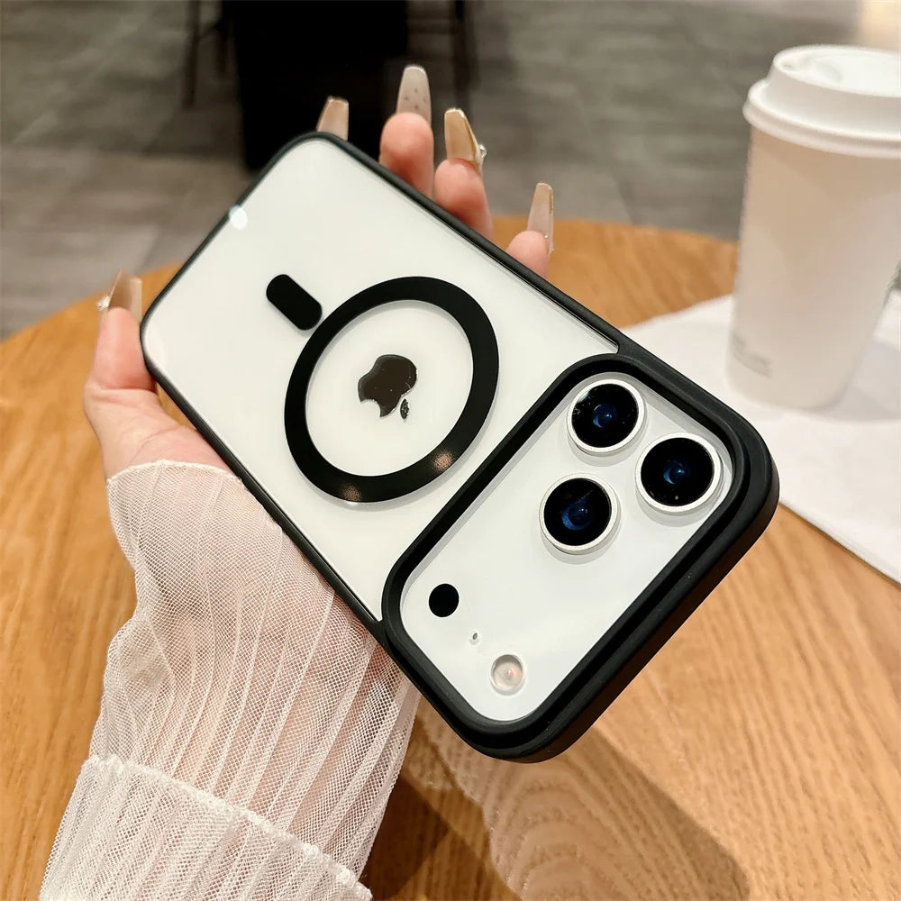 Magnetic Transparent Acrylic Shockproof iPhone Case