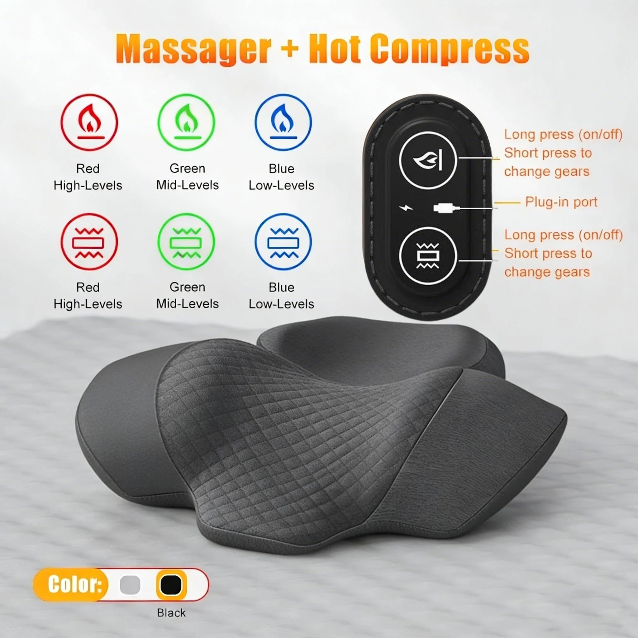 Electric Neck Massager Pillow Cervical Traction Device Heat Therapy Vibration Neck Pain Relief Shoulder Relaxer