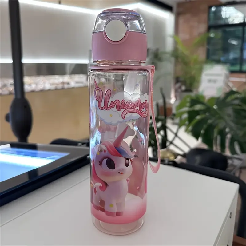 Cute Cartoon Water Bottle 700ml – BPA Free Leakproof Kids Drinking Bottle with Straw for School & Outdoor