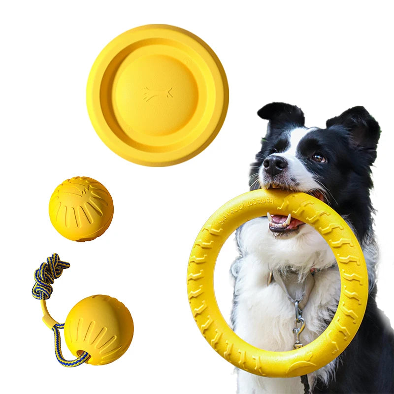 4 Pack Durable Dog Toy Set Flying Disc Ball Tug Rope