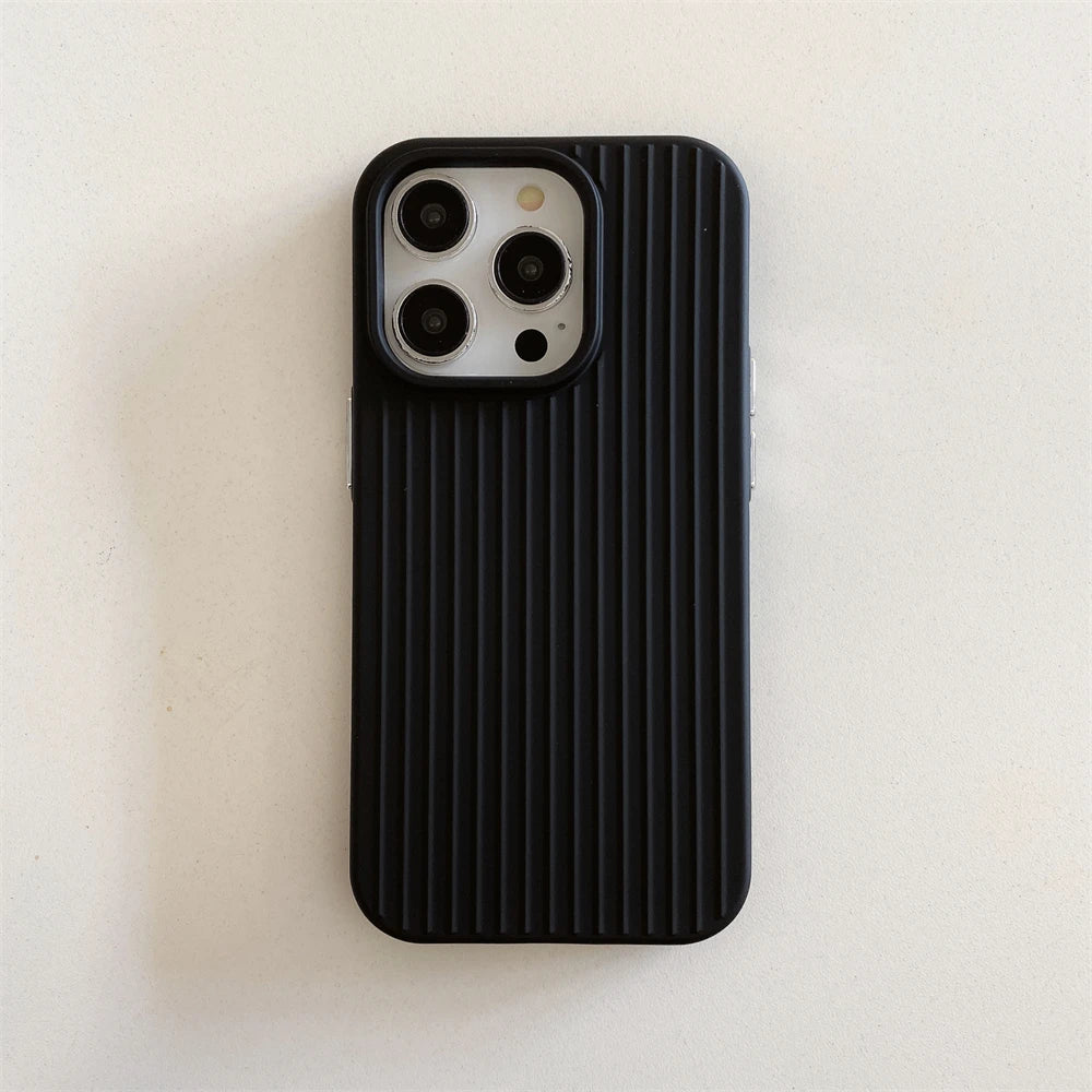 Macaron Ribbed Solid Color Durable iPhone Case