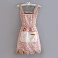 Women Floral Kitchen Apron with Pocket Adjustable Cooking Apron