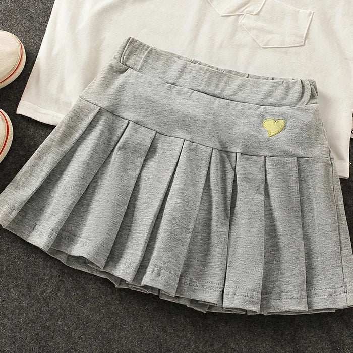 Girls Pleated Culotte Skirt with Safety Shorts