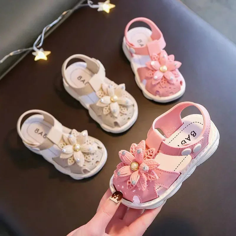 Baby Girl Bow Sandals Cute Non Slip PVC Summer Beach Shoes