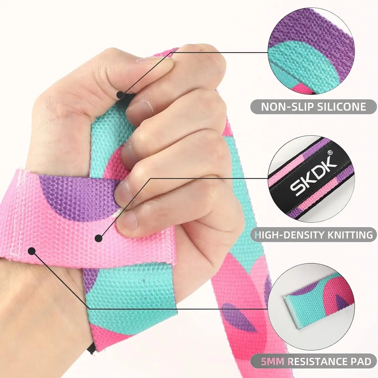 Adjustable Weightlifting Wrist Straps Non Slip Gym Lifting Support Grip Bands