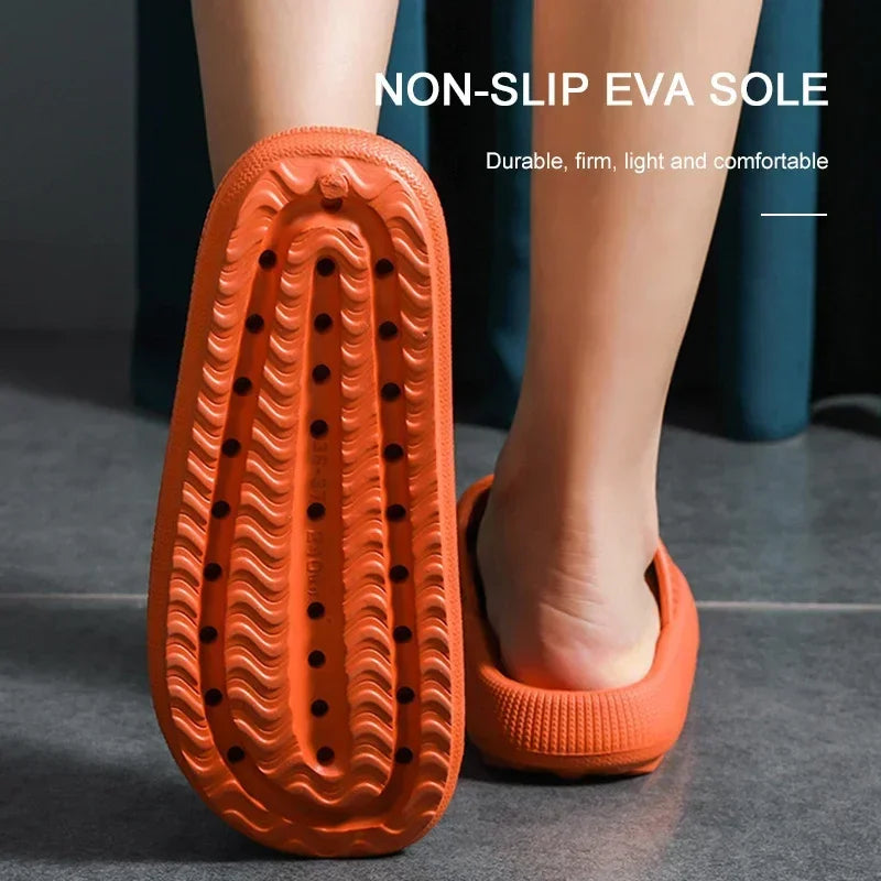 Cloud Cushion EVA Slippers Thick Sole 4cm Soft Anti Slip Bathroom Slides Comfortable Home Sandals for Men Women