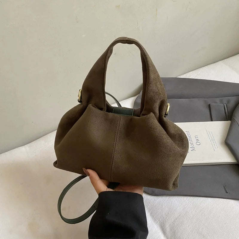 Women Cloud Dumpling Shoulder Bag French Style Retro Crossbody Handbag