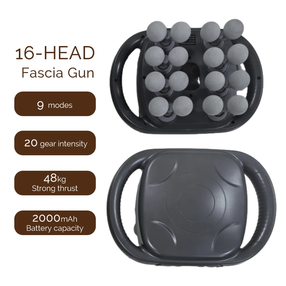 42 Heads Massage Gun Deep Tissue Muscle Massager High Frequency Body Fascia Gun for Back Neck Shoulder
