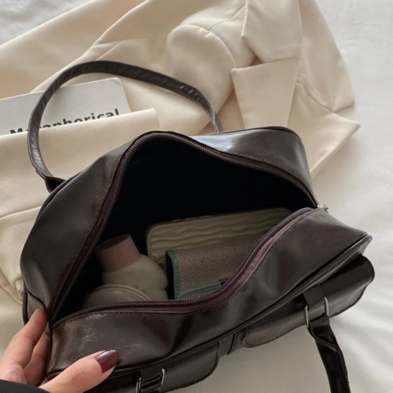 Large Capacity Bowling Shoulder Bag for Women Retro Handbag