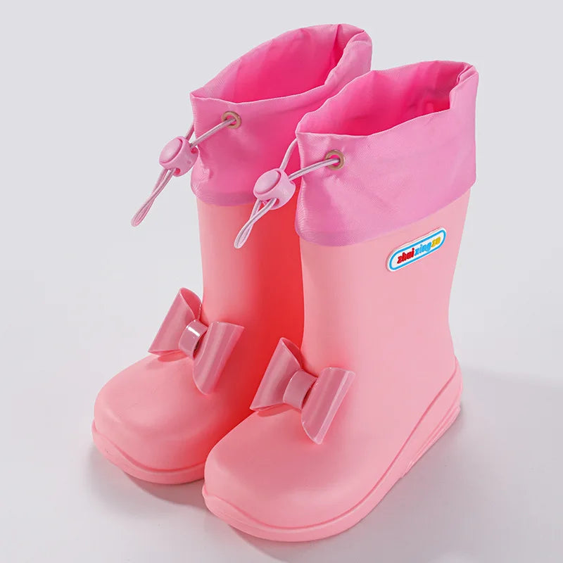 Girls Waterproof Rain Boots Cute Bow Princess Rain Shoes