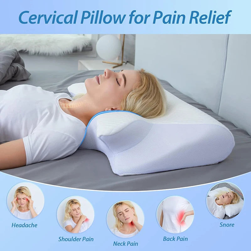 Memory Foam Cervical Pillow 2 in 1 Ergonomic Neck Support Pillow