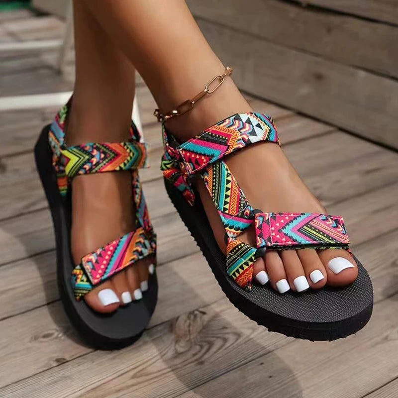 Boho Colorful Rope Sandals Women Casual Summer Anti Slip Beach Shoes