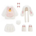 Kids Plush Rabbit Cosplay Costume Winter Warm Top Pants Hat Set