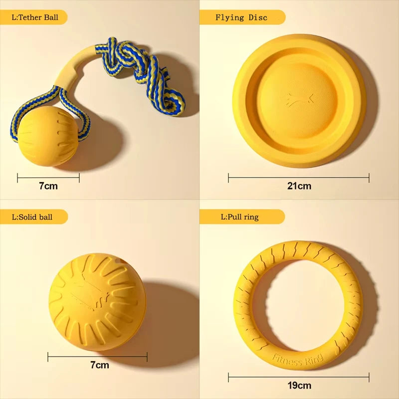 4 Pack Durable Dog Toy Set Flying Disc Ball Tug Rope