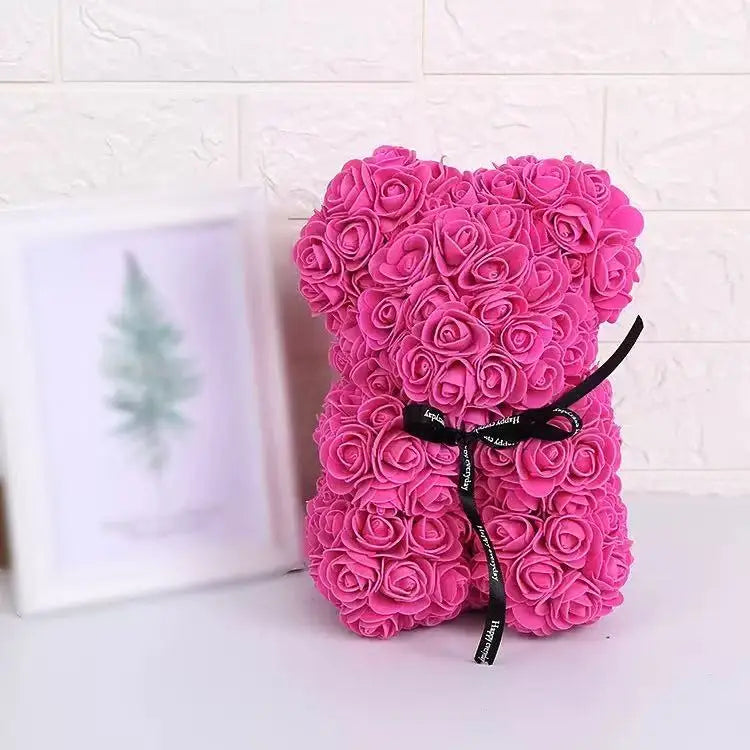 Rose Flower Teddy Bear Gift with Box for Women