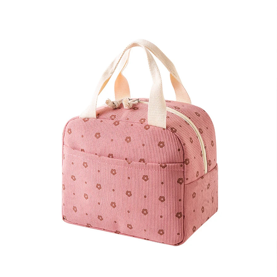 Floral Insulated Lunch Bag Waterproof Portable Office Cooler Bag