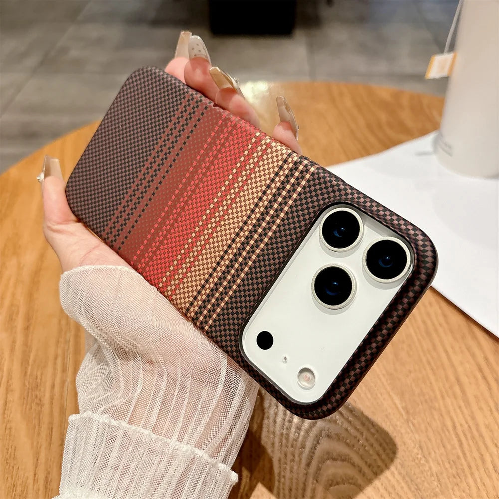 Colorful Carbon Fibre Magnetic Wireless Charge iPhone Case