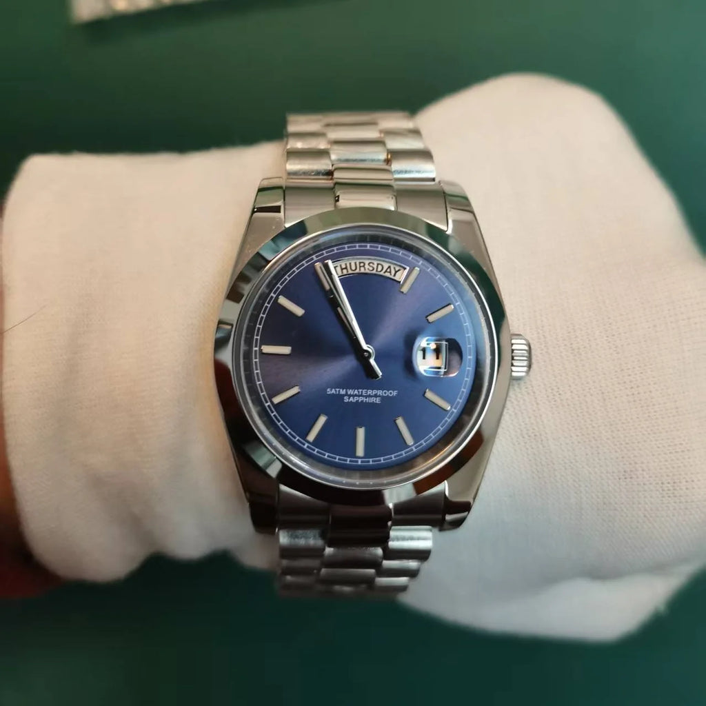 36MM Sapphire Quartz Watch for Men 50M Waterproof Steel Wristwatch