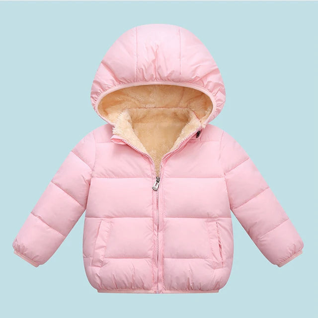 Kids Fleece Hooded Jacket Cartoon Plush Winter Coat for Boys & Girls