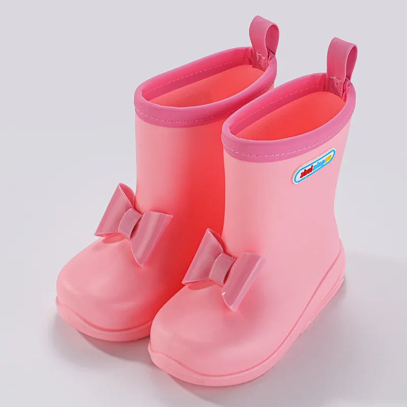 Girls Waterproof Rain Boots Cute Bow Princess Rain Shoes