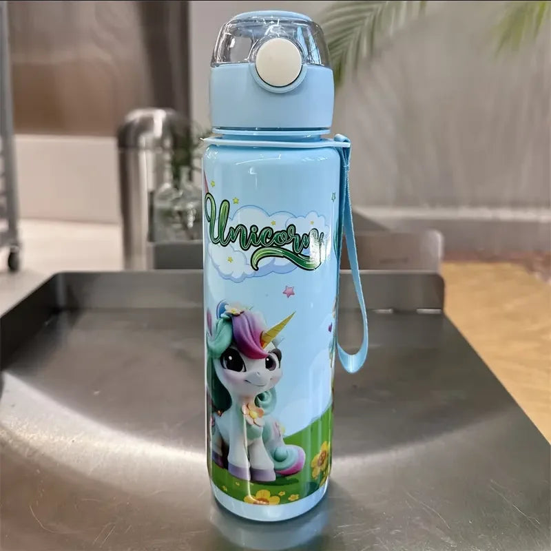 Cute Cartoon Water Bottle 700ml – BPA Free Leakproof Kids Drinking Bottle with Straw for School & Outdoor