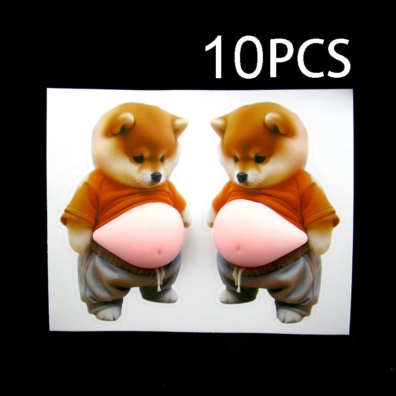 3D Cute Shiba Inu Silicone Self Adhesive Stickers Orange Design