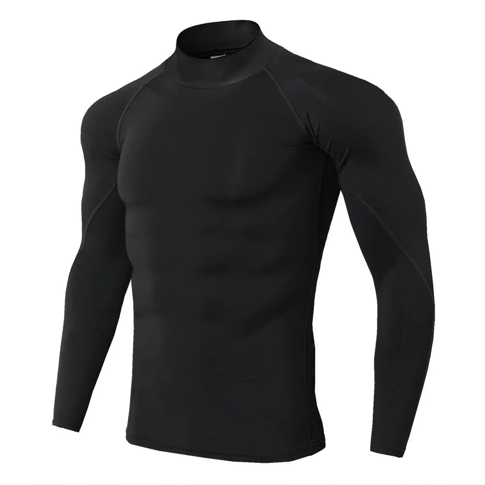 Men Compression Long Sleeve Quick Dry Gym Running Fitness Rash Guard Shirt