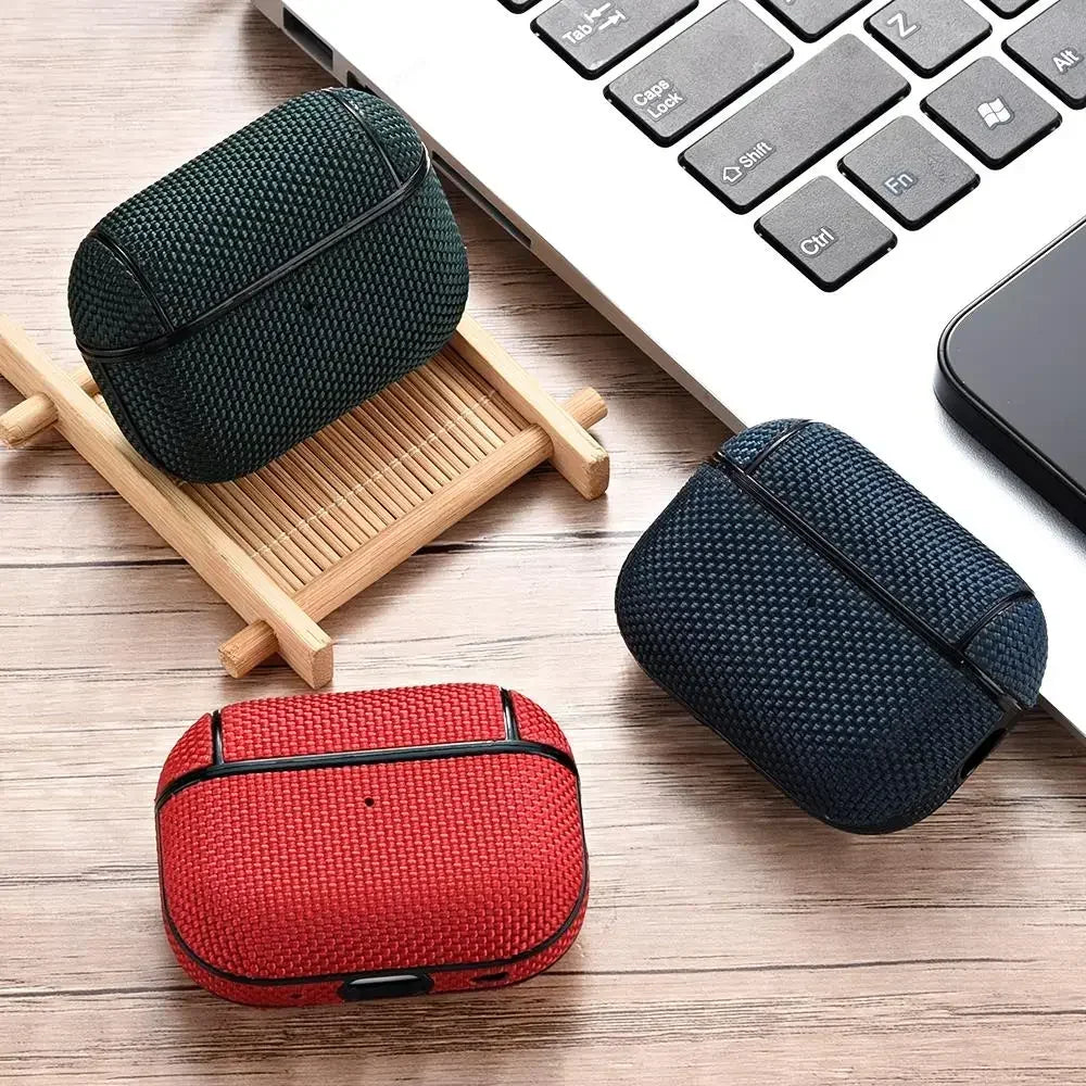 Shockproof Fabric AirPods Case Cover with Carabiner for AirPods 4 3 Pro 2 Protective Wireless Charging Earbuds Case