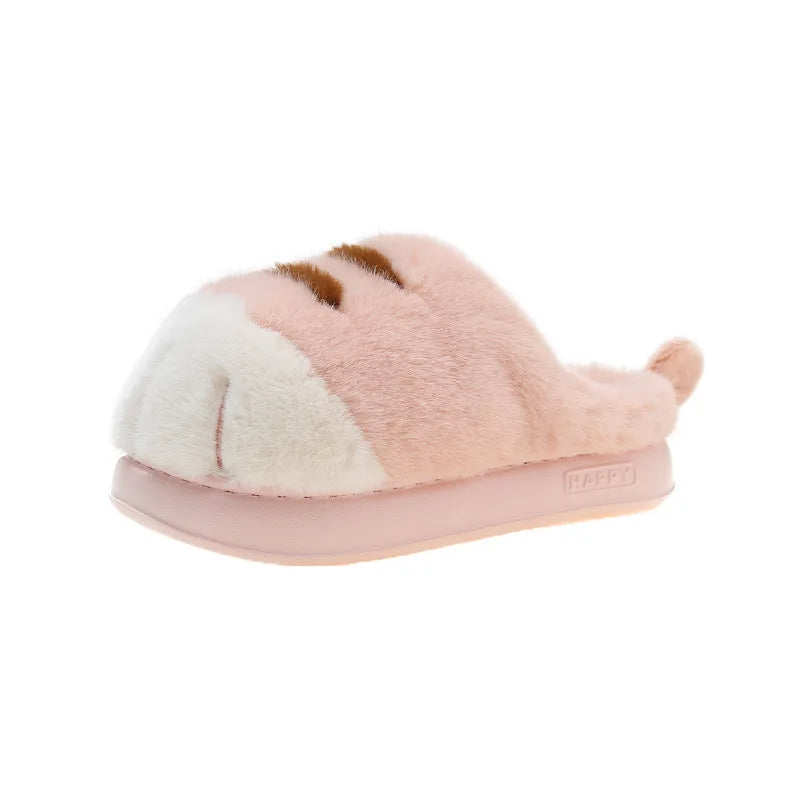 Women’s Cat Paw Fluffy Slippers Warm Non Slip Home Shoes