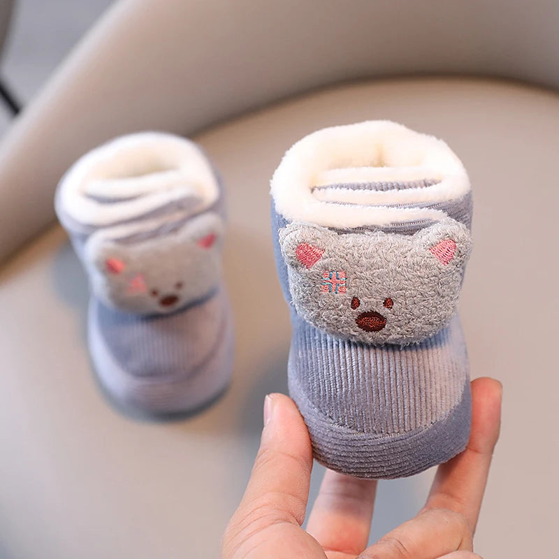 Baby Boys Girls Cute Cartoon Winter Booties Warm Non Slip First Walker Shoes