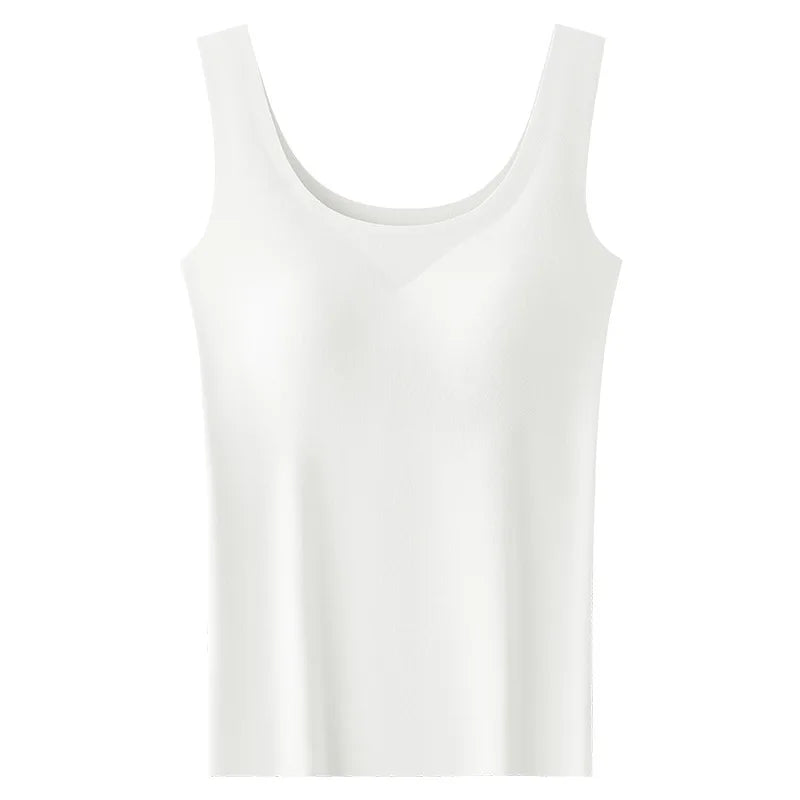 Women’s Ice Silk Seamless Tank Top with Built In Bra M to 2XL