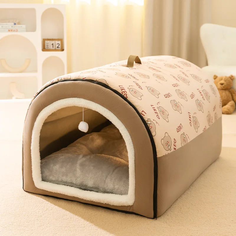 Large Dog House Winter Warm Removable Washable Pet Bed Cat Dog Nest Shelter