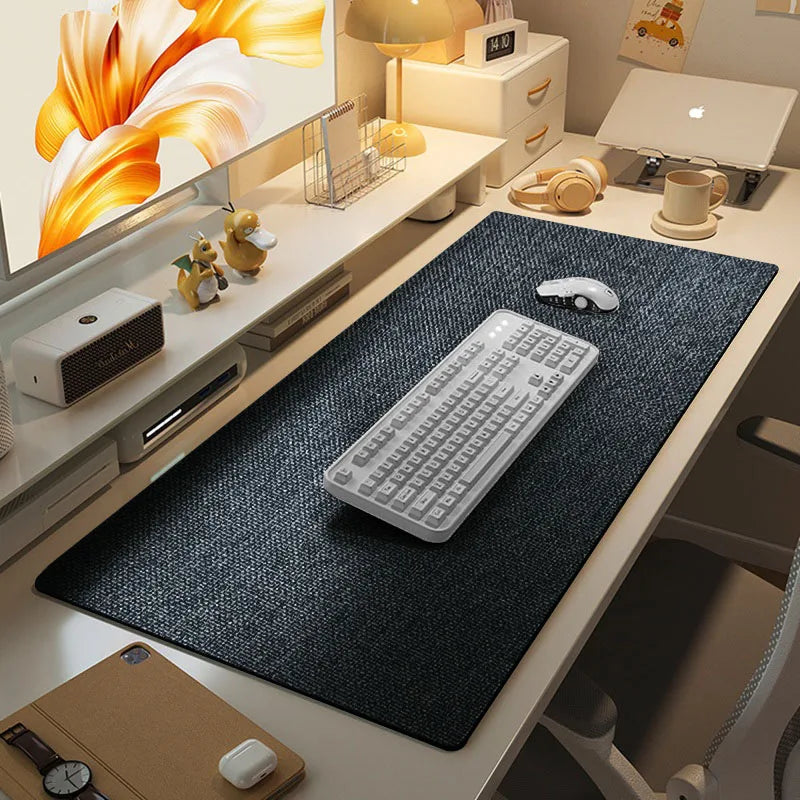Gaming Mouse Pad 4mm Large Desk Mat Rubber Keyboard Pad Cotton Linen Surface