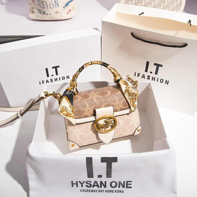 Women Minimalist Contrast Crossbody Box Bag