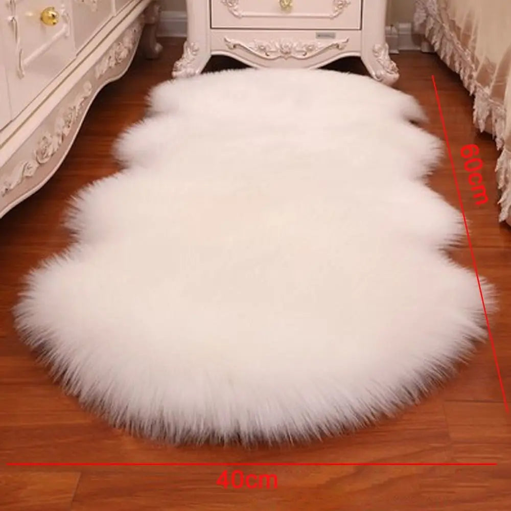 Artificial Sheepskin Rug Long Hair Fluffy Soft Faux Wool Shaggy Floor Mat Home Decor