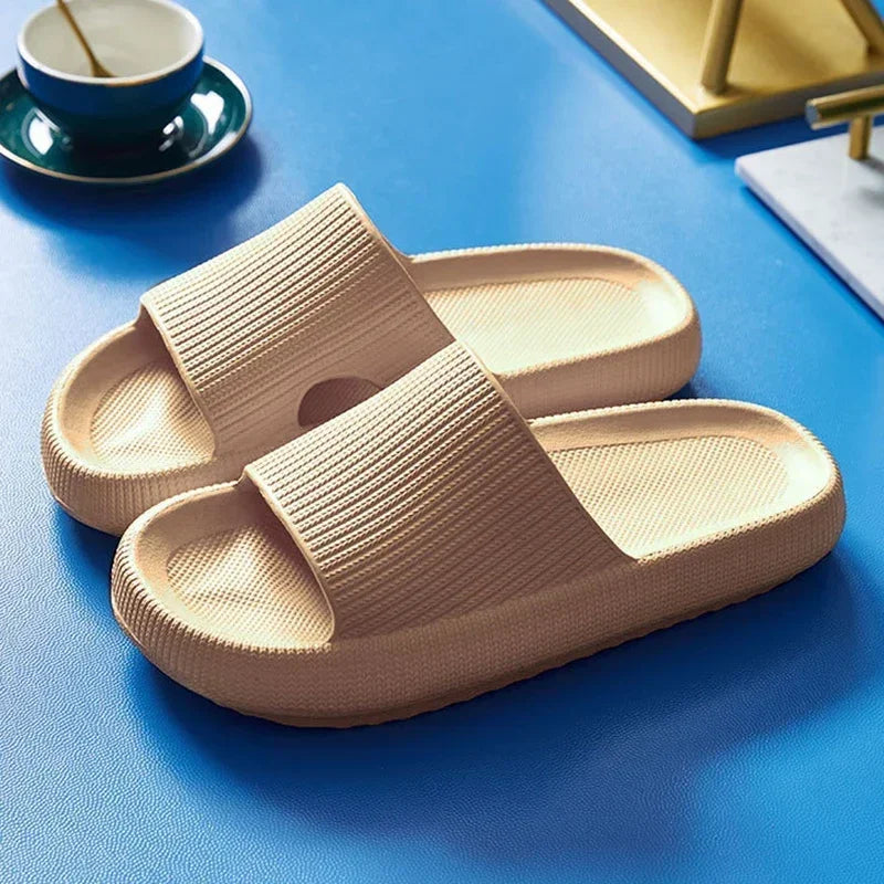 Cloud Cushion EVA Slippers Thick Sole 4cm Soft Anti Slip Bathroom Slides Comfortable Home Sandals for Men Women