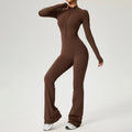 Women Long Sleeve Fitness Jumpsuit Zipper Yoga Bodysuit for Gym Workout