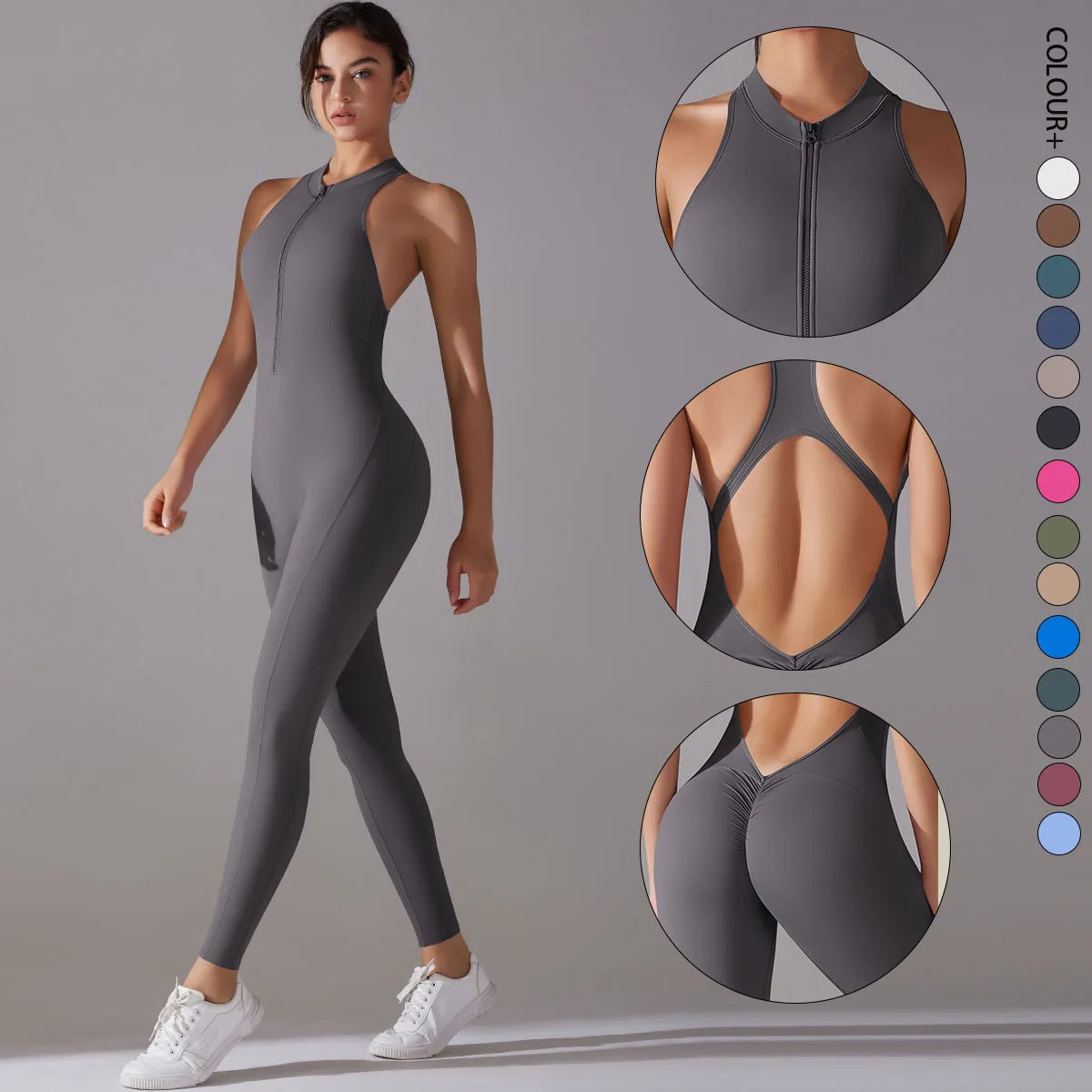 Women Full Body Shapewear Jumpsuit Tummy Control Butt Lifting Yoga Fitness Bodysuit