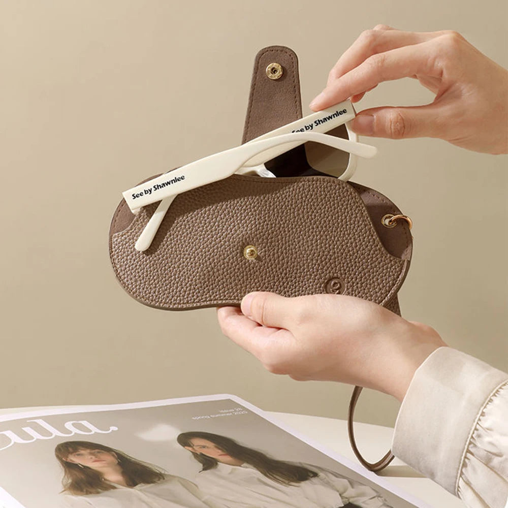 Leather Glasses Case Portable Sunglasses Storage Bag
