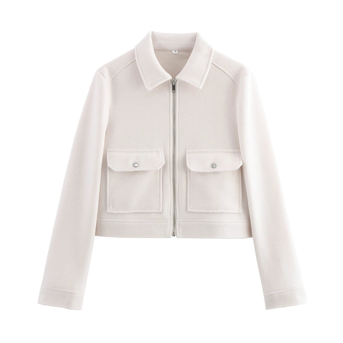 Women Winter Zipper Jacket Long Sleeve Short Coat Elegant Street Outerwear