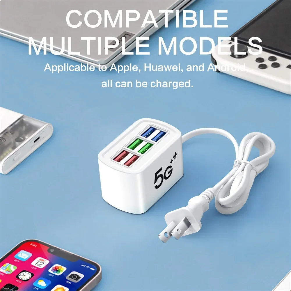 6 in 1 USB Charging Station Fast Charger Power Strip for iPhone 16 Home Desktop