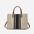 Canvas Stripe Bucket Tote Bag Large Capacity Women Handbag