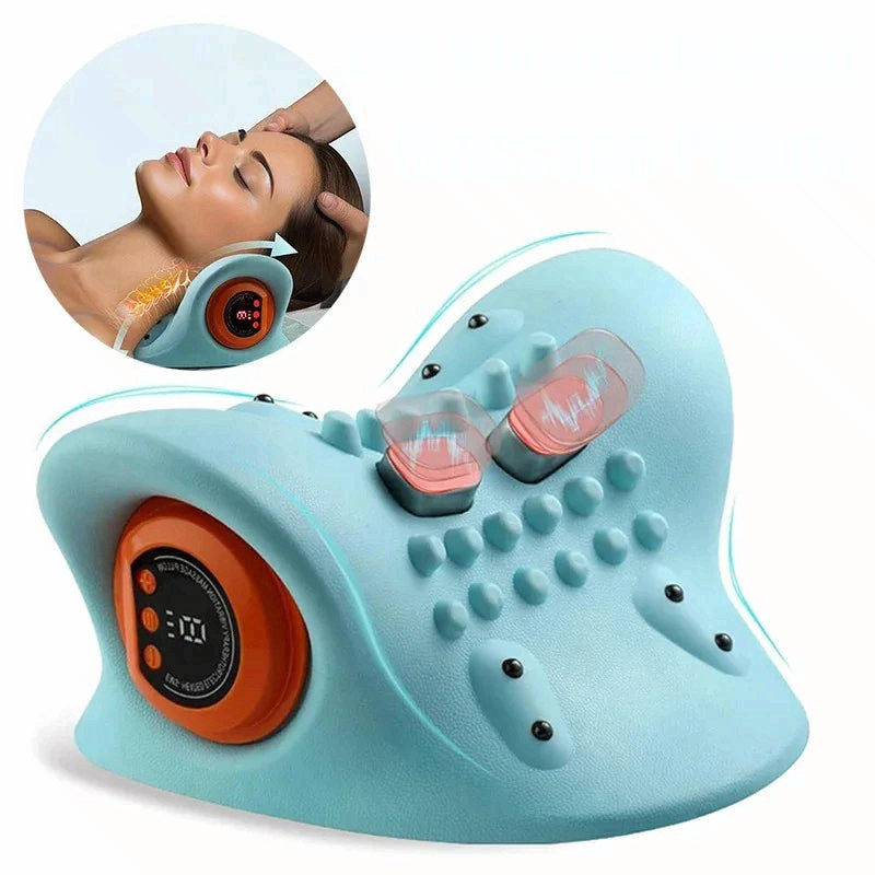 Electric Neck Massager Cervical Traction Pillow Vibration Kneading Relax Tool