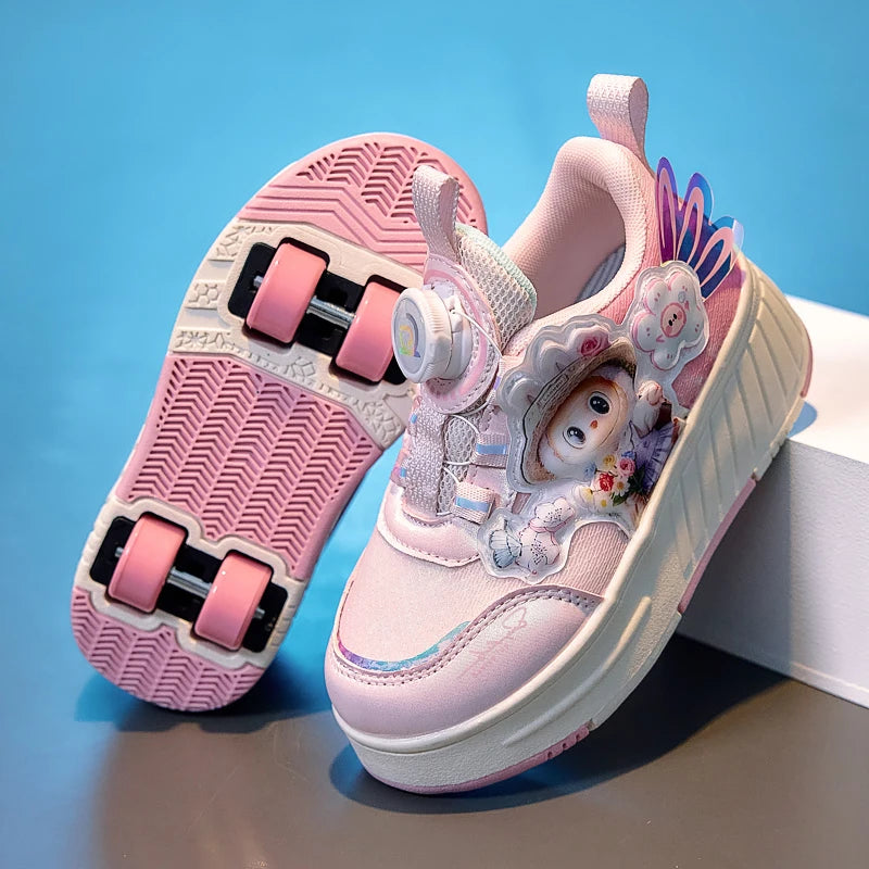 Girls Roller Skating Shoes Four Wheel Outdoor Sports Sneakers
