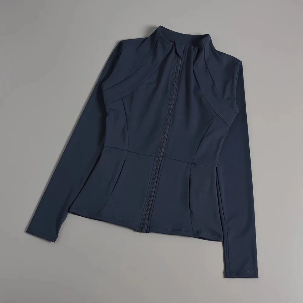 Women Long Sleeve Yoga Jacket Slim Fit Fitness Sports Top