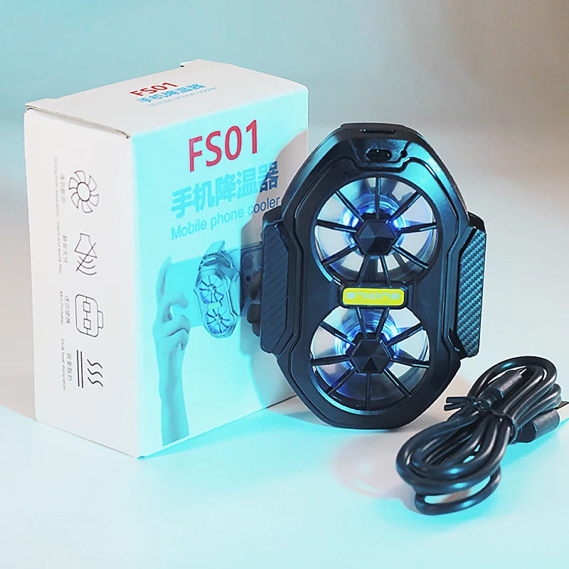 Rechargeable Phone Cooler – Dual Fan Mobile Cooling Radiator for Gaming