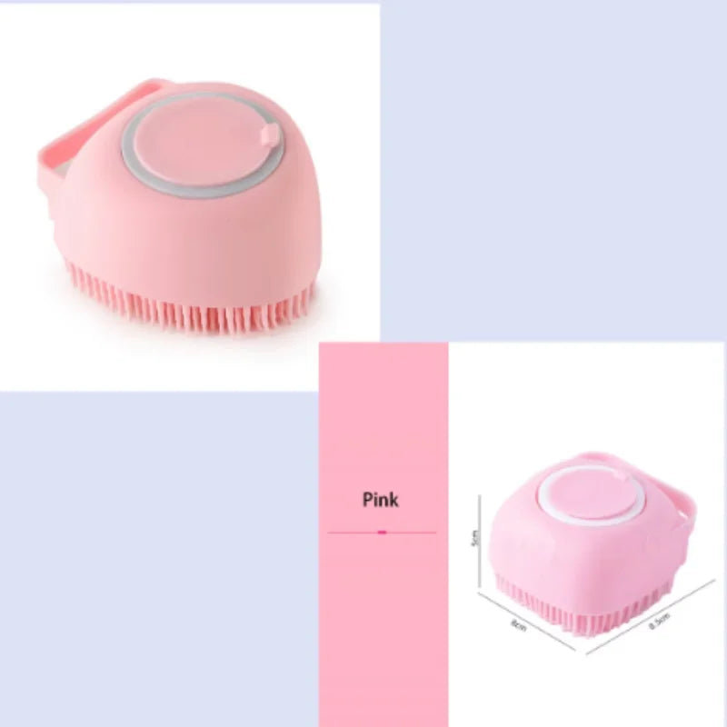Pet Bath Brush with Shampoo Dispenser – Silicone Dog & Cat Massage Grooming Tool